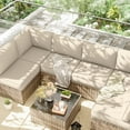thumbnail image 7 of Pakunoda 14 Pieces Outdoor Replacement Cushions, 5” High-Density Foam Sectional Cushions Couch, 6 Seat Patio Conversation Sets for Rattan Wicker, Liner&Cover, Cream, 7 of 7