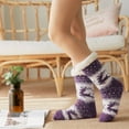 thumbnail image 5 of Xfvqtps Christmas Slipper Socks for Women with Grippers Thick Slipper Non Slip Home Fuzzy Warm Winter Fluffy Socks Purple, 5 of 9