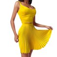 thumbnail image 1 of Gibobby Vestido de gasa de verano para mujer Mujeres Sólido Sin mangas Casual Sexy Falda plisada Chaleco Conjunto de falda Conjunto de dos piezas(Amarillo,XL), 1 of 5