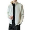 thumbnail image 2 of JTieacloth Mens Cardigan Sweater Outwear Mens Sweater Solid Color Stand Collar Casual Simple Jacket Top(White), 2 of 6
