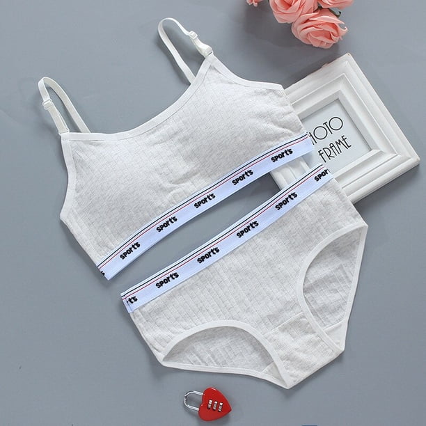 Girls Bra Kids Cotton Comfort Bras Panties Baby Girl Solid Colors Top Child Casual Underwear For Girls Clothes Teens Sports BraBlack8 He Qiyong unisex