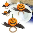 thumbnail image 2 of 6PC Thanksgiving Napkin Rings Set - Fall Halloween Table Decor with Pumpkin & Leaf Design, Autumn Napkin Holders for Thanksgiving Dinner & Harvest Gatherings, 2 of 5