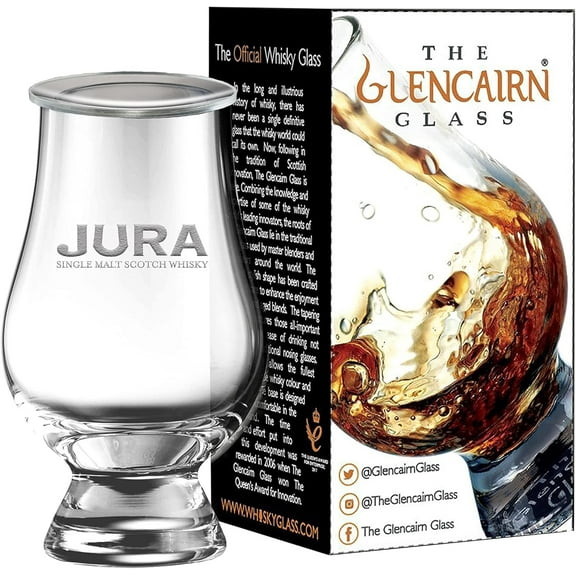Glencairn Jura Logo Branded Whisky Glass with Watch Cover in Gift Carton