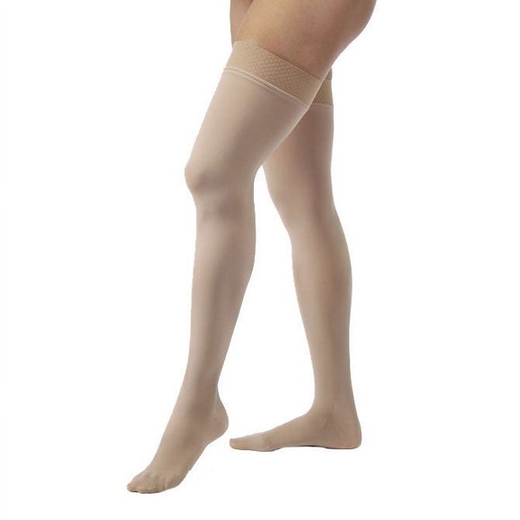 Jobst Opaque Closed Toe Thigh Highs w/ Silicone Dot Band - 20-30 mmHg Petite Natural Small