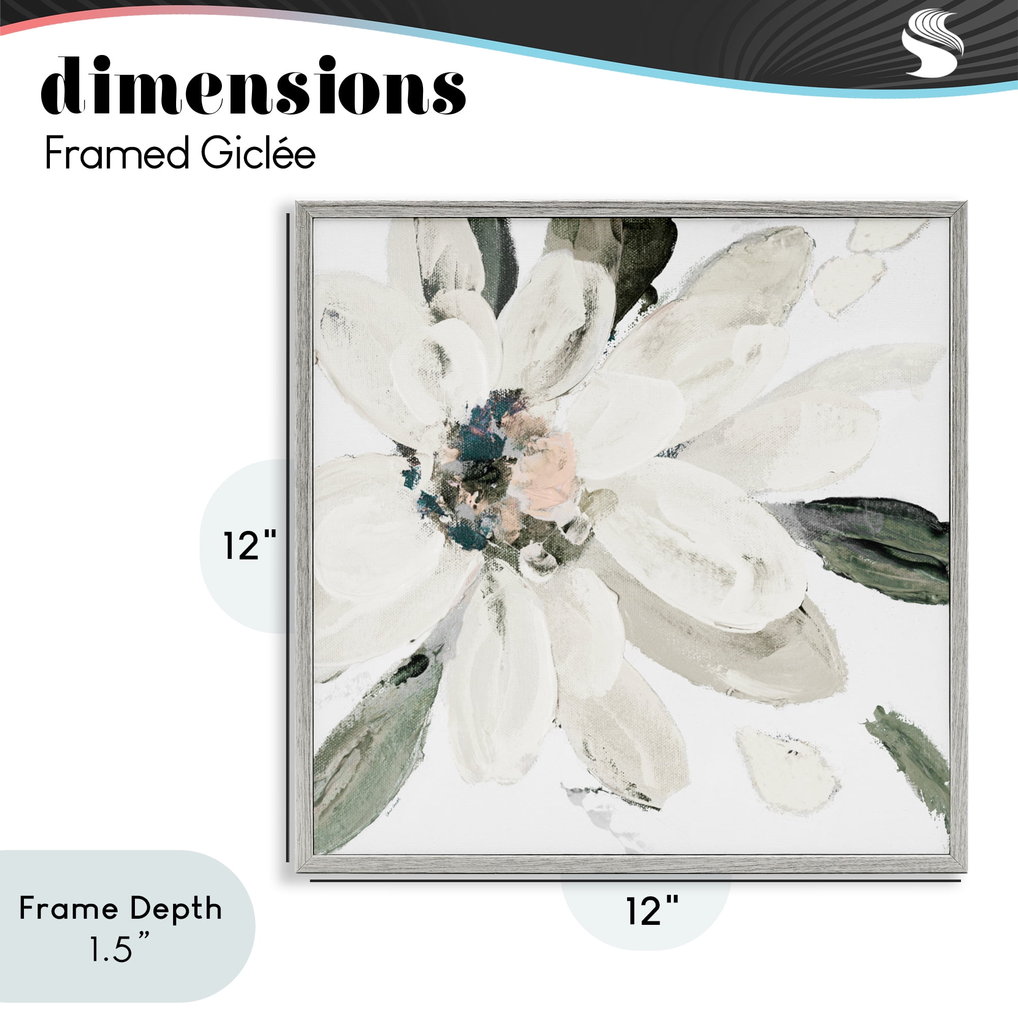 Stupell Industries Naturally Blooming White Flower Gray Framed Giclee Art, design by Lanie Loreth
