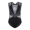 thumbnail image 3 of Haitryli Gymnastics Leotards for Girls Ballet Dance Outfit One Piece Figure Skating Jumpsuits Sports Workout Black&Silver 6, 3 of 7