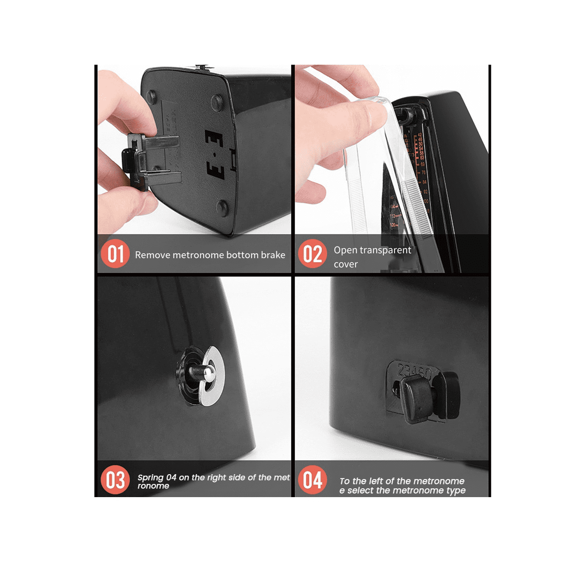 Mechanical Metronome Universal for Guitar Violin Piano Musical Instrument Practice Tool Black