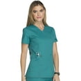 thumbnail image 4 of Dickies Essence Medical Scrubs Top for Women Mock Wrap DK804, XS, Teal Blue, 4 of 7