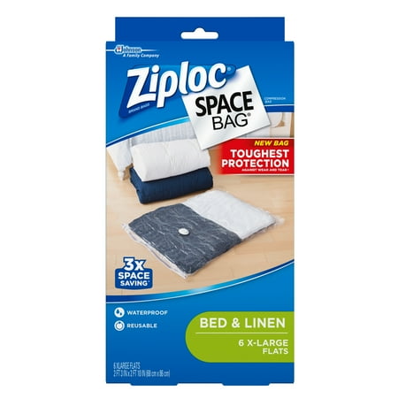 Ziploc Space Bags, Extra Large Flat, 6 count