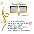thumbnail image 3 of King of Bling's 925 Sterling Silver 0.33ct Diamond Kite Earrings For Women's & Men's Yellow Stud, 3 of 11