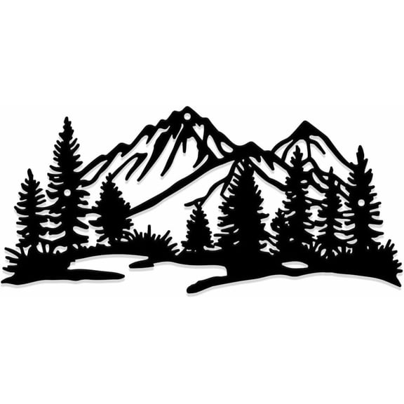 Mountain Forest Metal Wall Art Decorations Hanging Appearance Decor Matte Minimalist Decors Black Wall Ornaments