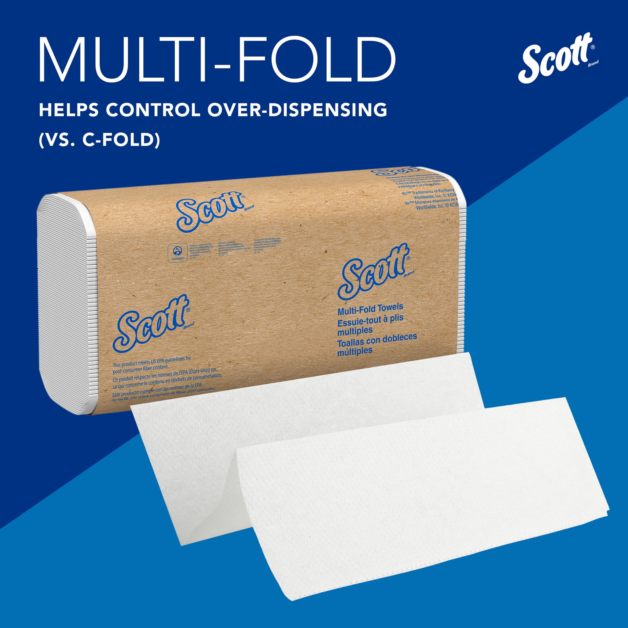 Scott® Professional Universal Multifold Paper Towels, Bulk (01840), Absorbency Pockets, Standard Tier, Compressed, White (16 Packs, 250 Sheets Each)