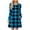 Blue, variant on Winter Dresses for Women Casual Print Round Neck With PocketsLong Sleeve Fold Dress Classic Plaid Mi-Length Dress