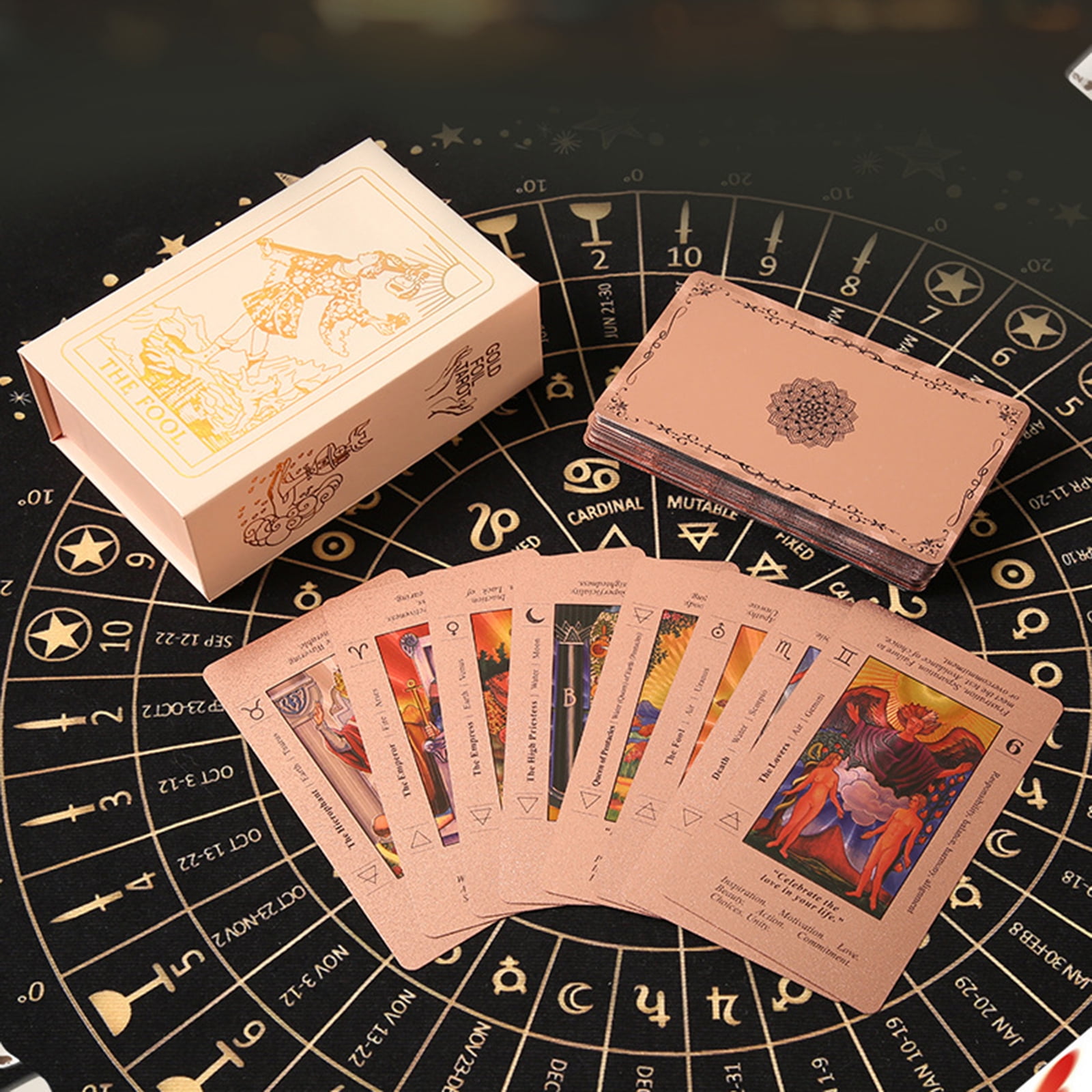 Tarot Cards for Beginners,78 Classic Tarot Cards Deck, Waterproof Durable Tarot Cards,Fortune Telling Games for Easter, Party (Rose Gold)
