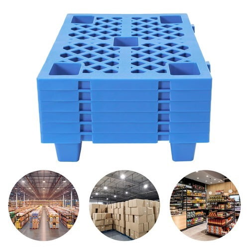 DENEST 6 PCS Plastic Pallets, 220.46lbs Load, Blue, Interlocking Storage Pallets for Warehouses, Factories