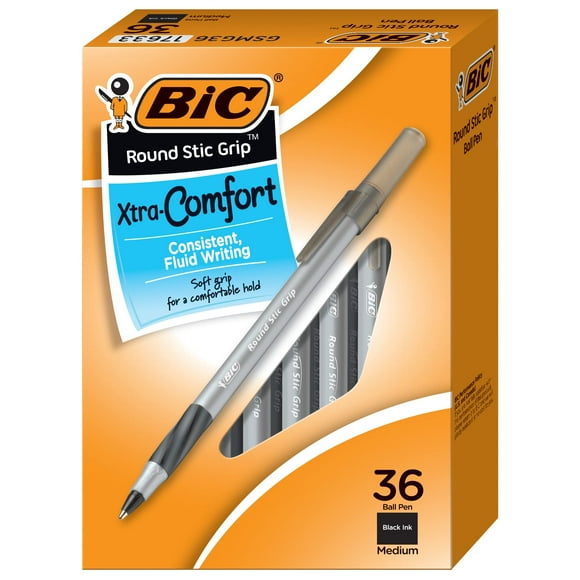Bolígrafos BIC Round Stick Grip Xtra Comfort, 36 unidades