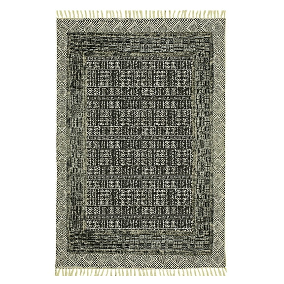 Casavani Gray Block Printed Area Rugs for Bedroom and Living Room, Ourdoor Patio Rug 2x3 feet