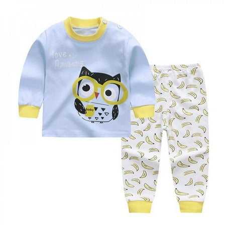 

Praeter Spring Autumn New Baby Boys Girls Sweet Cotton Comfortable Cartoon Long Sleeve Pajamas Tops+Trousers 2Pcs Sets Pajamas