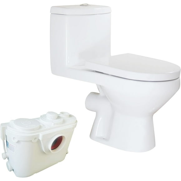 WinZo WZ5011-P Macerating Toilet with 500W Macerator Pump One Piece Round Upflush System for Basement Silent & Power,White