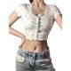 thumbnail image 5 of TRKIYQC Camiseta de manga corta de verano para mujer Camiseta con estampado de moda de un solo pecho Slim Fit Exposed Navel T-shirt TRKIYQC moderno, 5 of 9