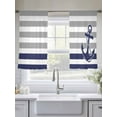 thumbnail image 6 of Anchor Gray Semi Sheer Curtains 45 Inch Length 2 Panels Set, Modern Navy Blue White Striped Nautical Sheer Kitchen Curtain Privacy Voile Window Curtain for Living Room Bedroom Rod Pocket Drapes, 6 of 7