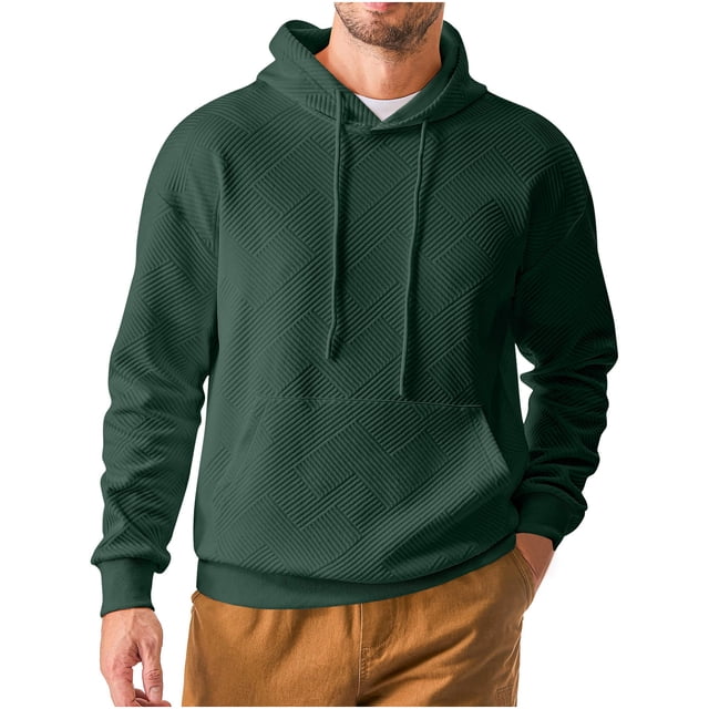 Yuyuzo Mens Hoodies Fall Casual Long Sleeve Solid Color Sweatshirt Drawstring Fashion Pullover Tops