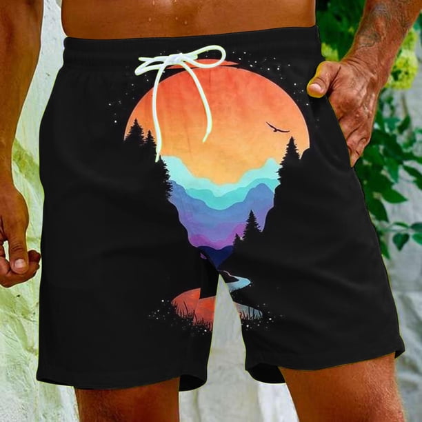 Puntoco Pantalones Cortos Con Estampado Hawaiano Para Hombre, Pantalones Cortos Con Bolsillo Y Cordón, Pantalones Cortos Para Hombre