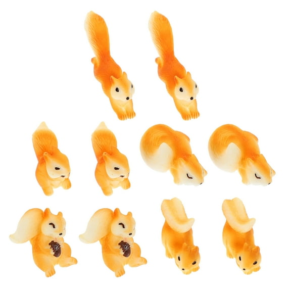 RENACLIPY Renaclipy Vibrant Orange Resin Squirrel Shape Decor for Fairy Gardens 10Pcs