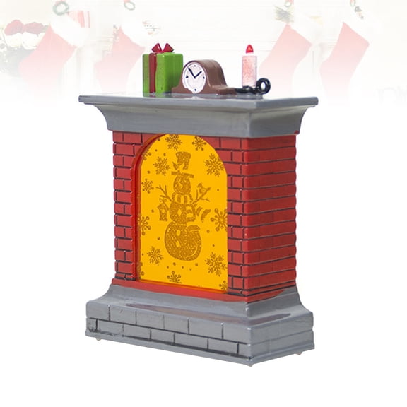 LEORX Lighted Ornaments Christmas Luminous Fireplace Ornament Mixed Material Glowing Home Decor 1Pcs