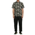 thumbnail image 2 of Unique Bargains Men's Summer Button Floral Cotton Short Sleeve Hawaiian Shirt 34 Black, 2 of 7