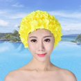 thumbnail image 2 of Gorro de baño con flores en 3D, gorro transpirable para deportes acuáticos, accesorios para piscina (amarillo), 2 of 3