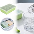 thumbnail image 2 of Food Grade Silicone Ice Cube Tray with Lid 6 Grid for Freezing Beverage, Mint Green, 2 of 6