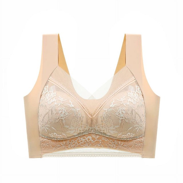 Sujetador de encaje sexy de gran tamaño, talla grande, hermosa espalda, copa fija, fino, push-up, sin marcas, ropa interior para mujer, antiflacidez, para dormir
