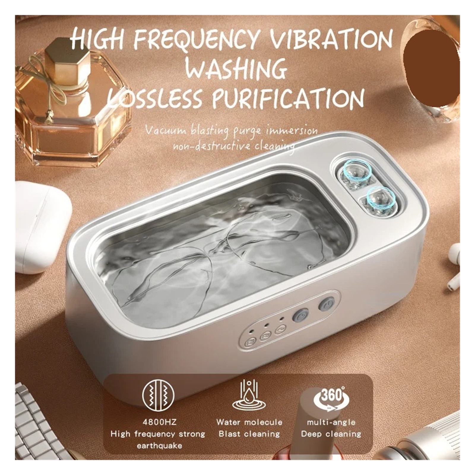 Ultrasonic Cleaning Machine High Frequency Cleaner Double Bin Vibration Cleaning Jewelry Household