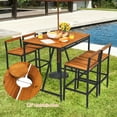 thumbnail image 3 of Costway 5PCS Patio Rattan Bar Table Stool Set Acacia Wood Top W/Umbrella Hole, 3 of 10