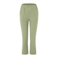 thumbnail image 5 of JJHGVB Linen Pants Women High Waisted Pants Women's Straight Pants Elastic Waist Casual Pants Pants With Pockets Drawstring Pants Women Summer Pants Green 1 S, 5 of 9
