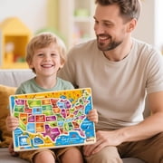 SYNARRY Large USA Map Wooden Puzzles for Kids Ages 3-8, FSC Certified Educational Jigsaw Puzzles, Educational Puzzles Games Toys Gifts for Boys Girls