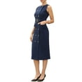 thumbnail image 4 of INSPIRE CHIC Double Breasted Work Dress for Women's Sleeveless Business Crewneck Formal Belted Pencil Dress XS Dark Blue, 4 of 6