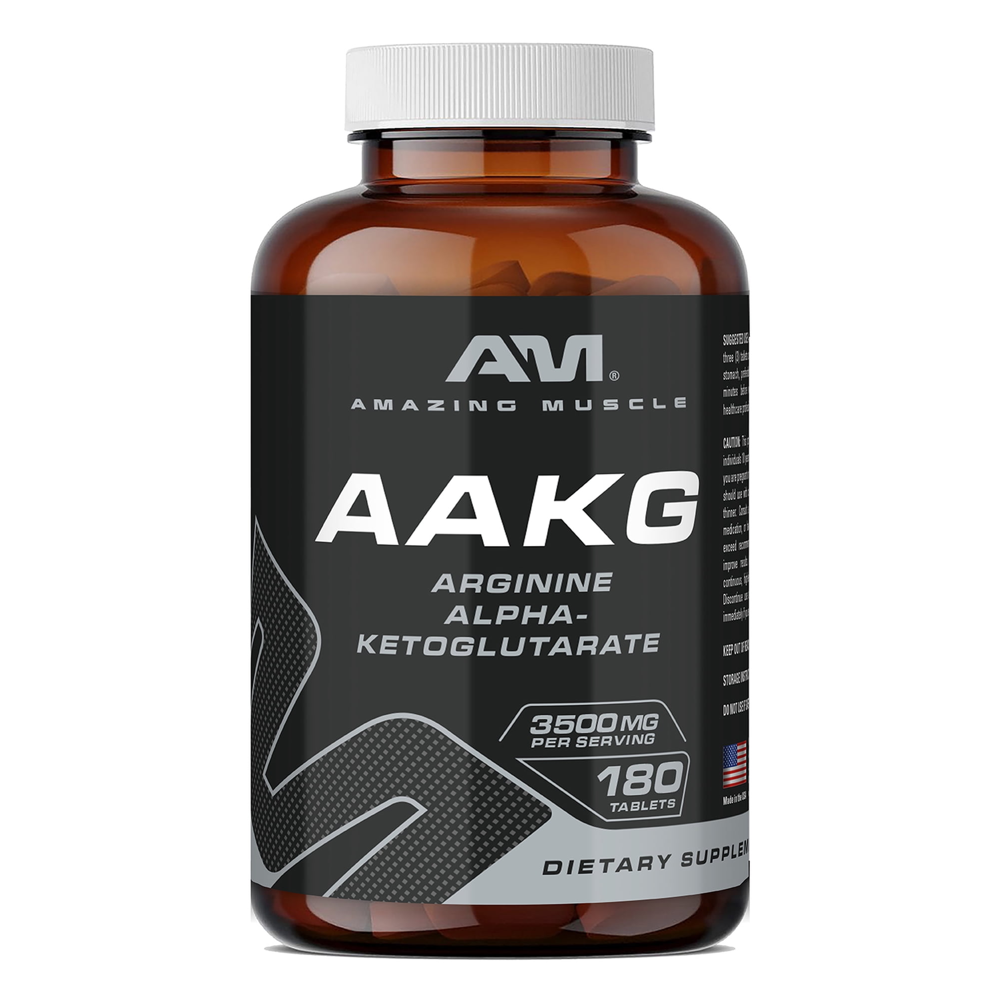 Amazing Muscle AAKG Arginine Alpha-ketoglutarate 3500mg 180 Tablets Supplement | 60 Servings | High Potency | Non GMO | Gluten Free