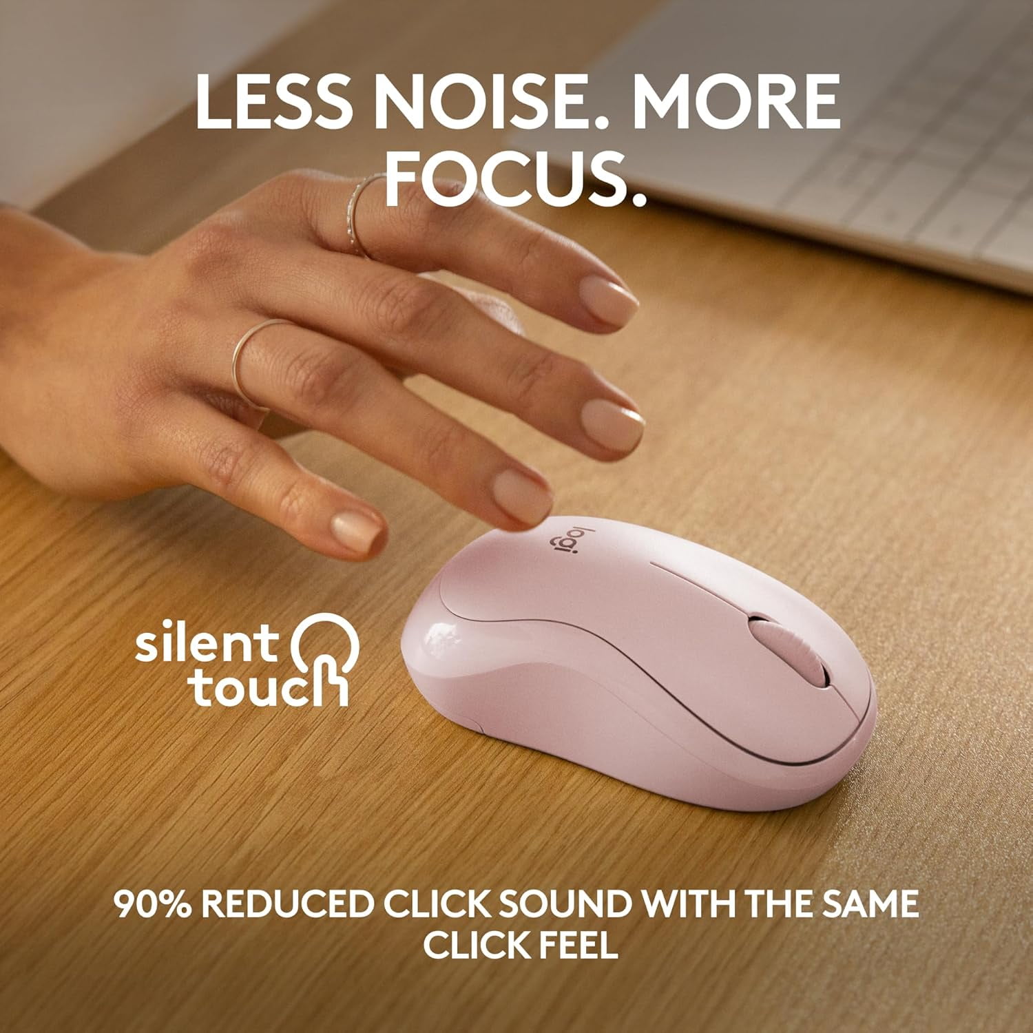 M240 Silent Bluetooth Mouse, Wireless, Compact, Portable, Smooth Tracking, 18-Month Battery, for Windows, macOS, ChromeOS, Compatible with PC, Mac, Laptop, Tablets - Rose