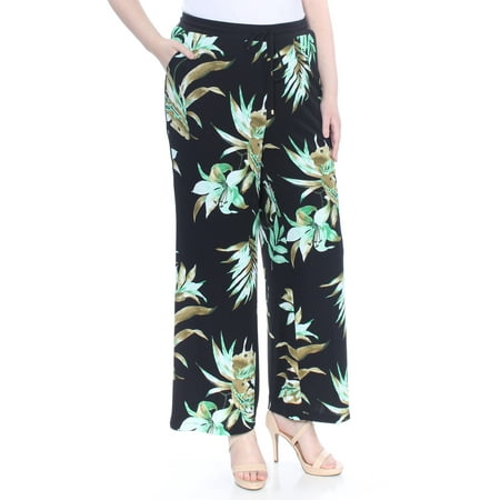 RALPH LAUREN Womens New 1735 Black Tropical Print Wide Leg Pants 2X Plus B+B