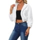 thumbnail image 5 of Abrigo de piel sintética casual para mujer INSPIRE CHIC con capucha, con cremallera, corto y de felpa suave, color blanco, 5 of 6