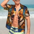 thumbnail image 7 of Pofeuu Artistic Sunflower Corgi Print Hawaiian Shirt for Men Sleeves Casual Button Down Summer Beach Dress Shirts T-Shirts,3X-Large, 7 of 7