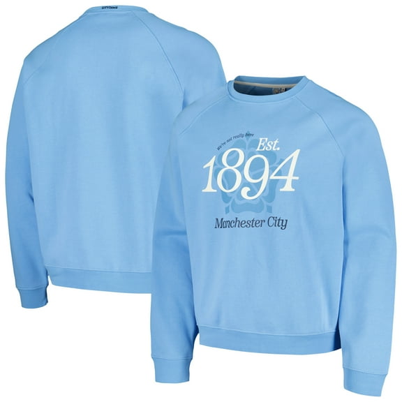 Men's Sky Blue Manchester City Foundation Oversized Raglan Pullover Sweatshirt