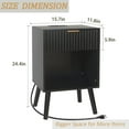 thumbnail image 3 of Fluted Black Nightstand with Charging Station, Mid Century Modern Bedside Table with Drawers and Outlet,Side Tables Living Room, Wooden Night Stand for Bedroom, Office (Black), 3 of 7