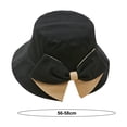 thumbnail image 5 of Tnobhg Summer Lady Fisherman Hat Bow Decor Pastoral Style Pure Color Flat Top Good Breathability Sun Protection Anti-UV Foldable Sun Hat Outdoor Cap, 5 of 7