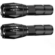 2 Pack - High Lumen, Zoomable, 5 Modes, Water Resistant Light - Camping Accessories, Outdoor Gear, Emergency Flashlights