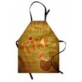 thumbnail image 1 of Tiki Bar Apron Wooden Planks on Wall with Styled Tiki Bar Text Cocktail Hibiscus Aloha, Unisex Kitchen Bib Apron with Adjustable Neck for Cooking Baking Gardening, Brown Orange Pink, by Ambesonne, 1 of 3