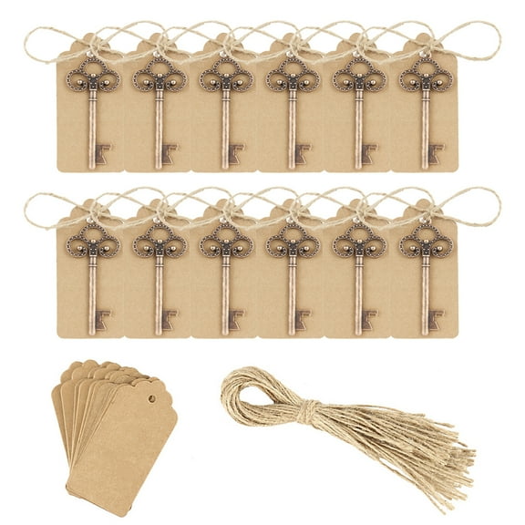 Gotydi 50pcs Key Bottle Openers Wedding Favors Key Bottle Opener Rustic Decoration with Tag Card & Jute Twine Gift for Wedding Festival Party Favors