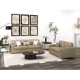 thumbnail image 2 of Roundhill Furniture Sakan Leather Upholstered 2-Piece Living Room Set, Sofa and Loveseat, Beige, 2 of 14